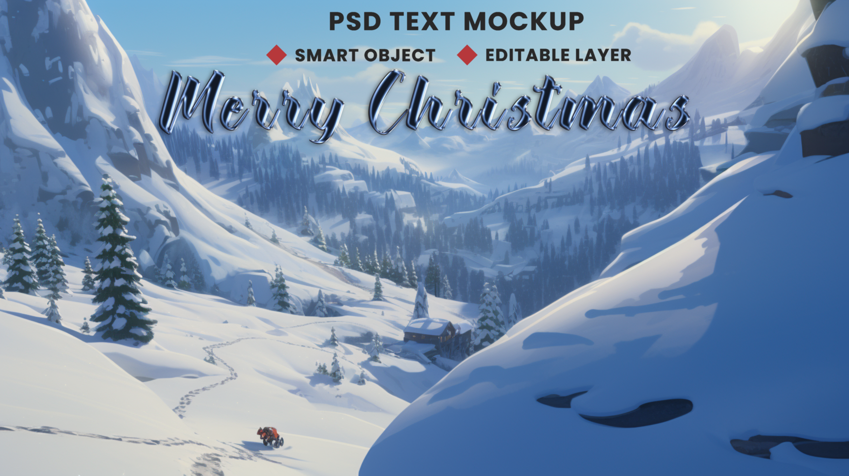 Christmas tree with snowfall for merry Christmas and Xmas year psd