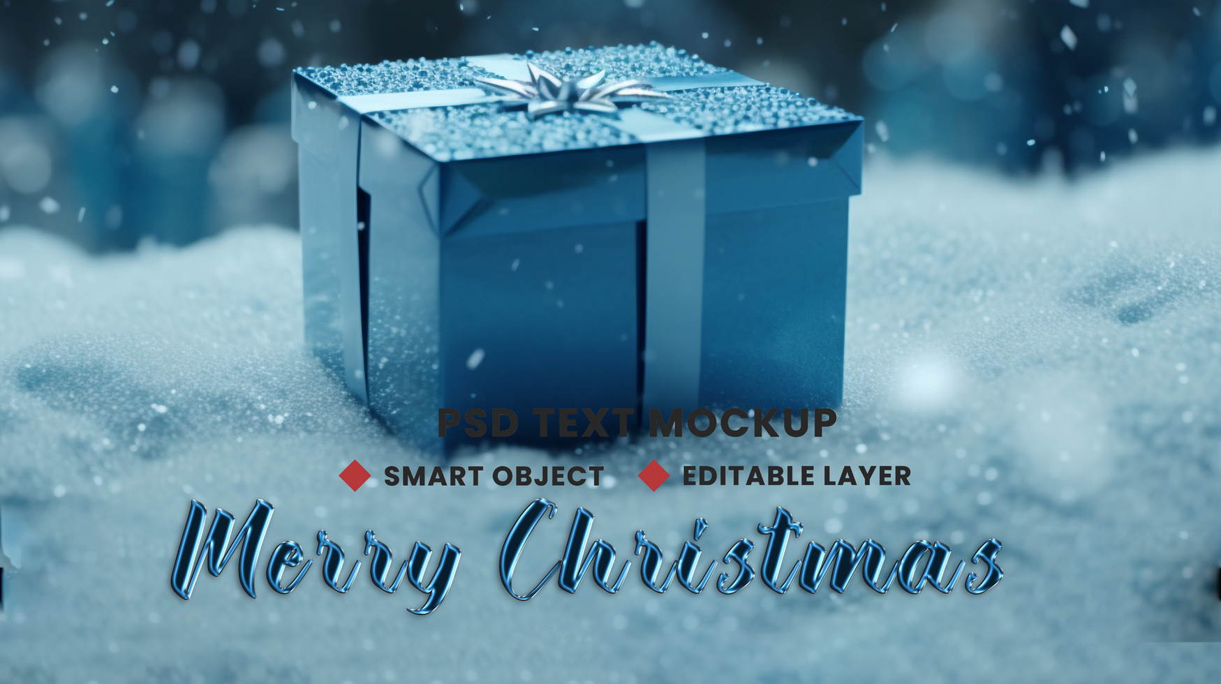 Gift and snow light joy for Merry Christmas background theme with Xmas year psd