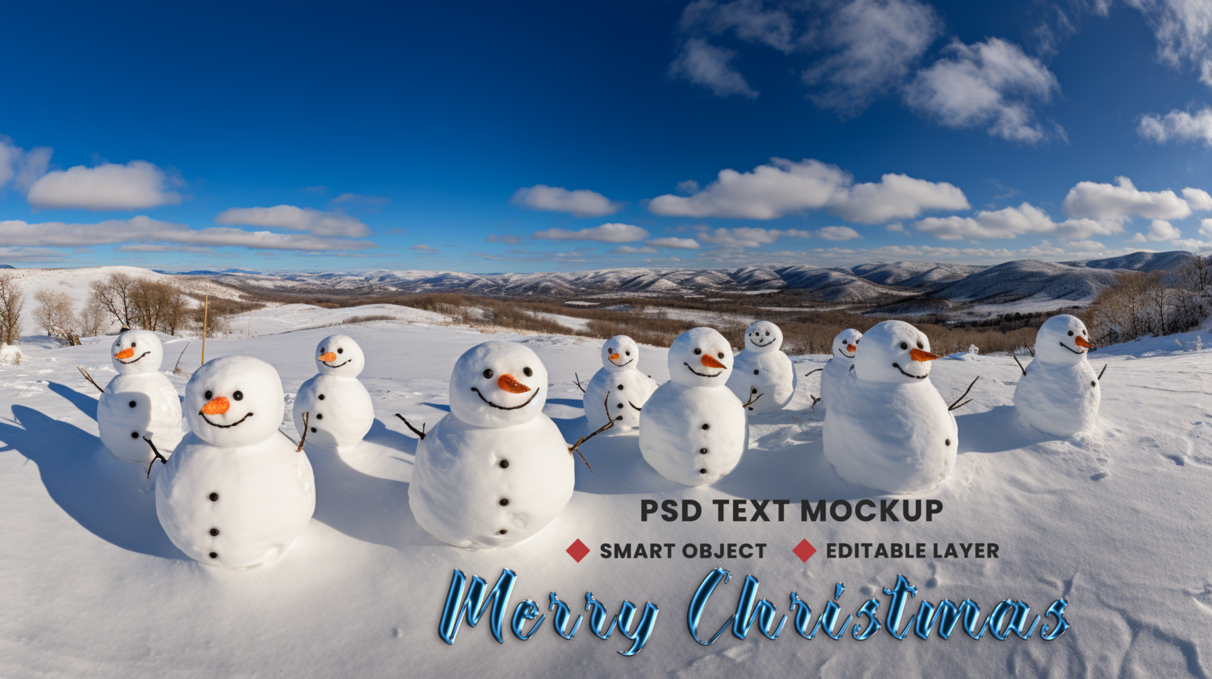 Happy snowman Christmas decoration for Merry Christmas background theme and Santa light holiday psd