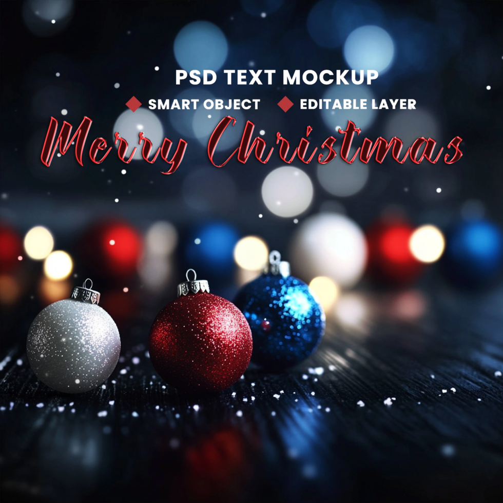 Multiple colour balls in Merry Christmas background theme for holiday gift background psd