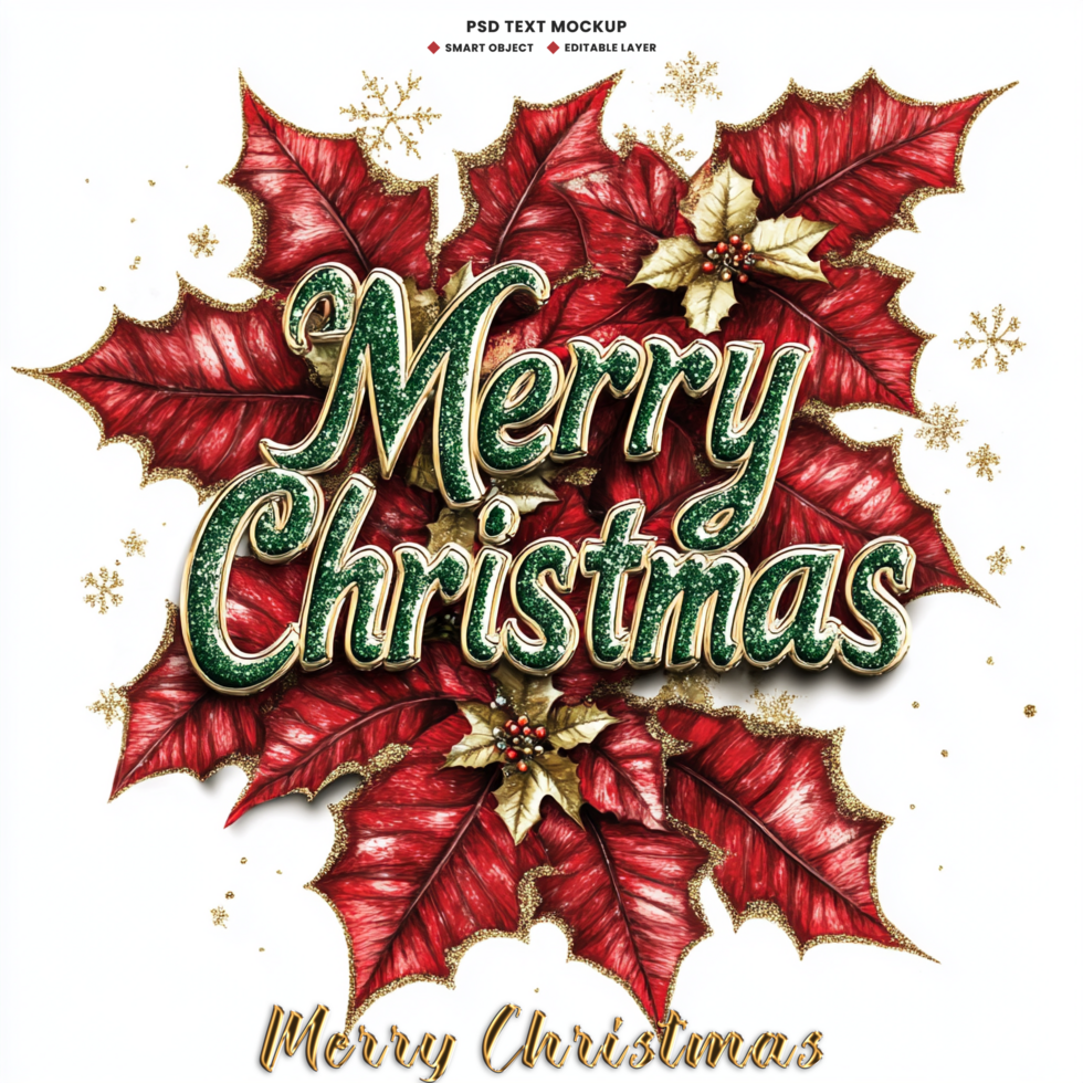 Merry Christmas background theme for Xmas year celebration with gorgeous flower psd