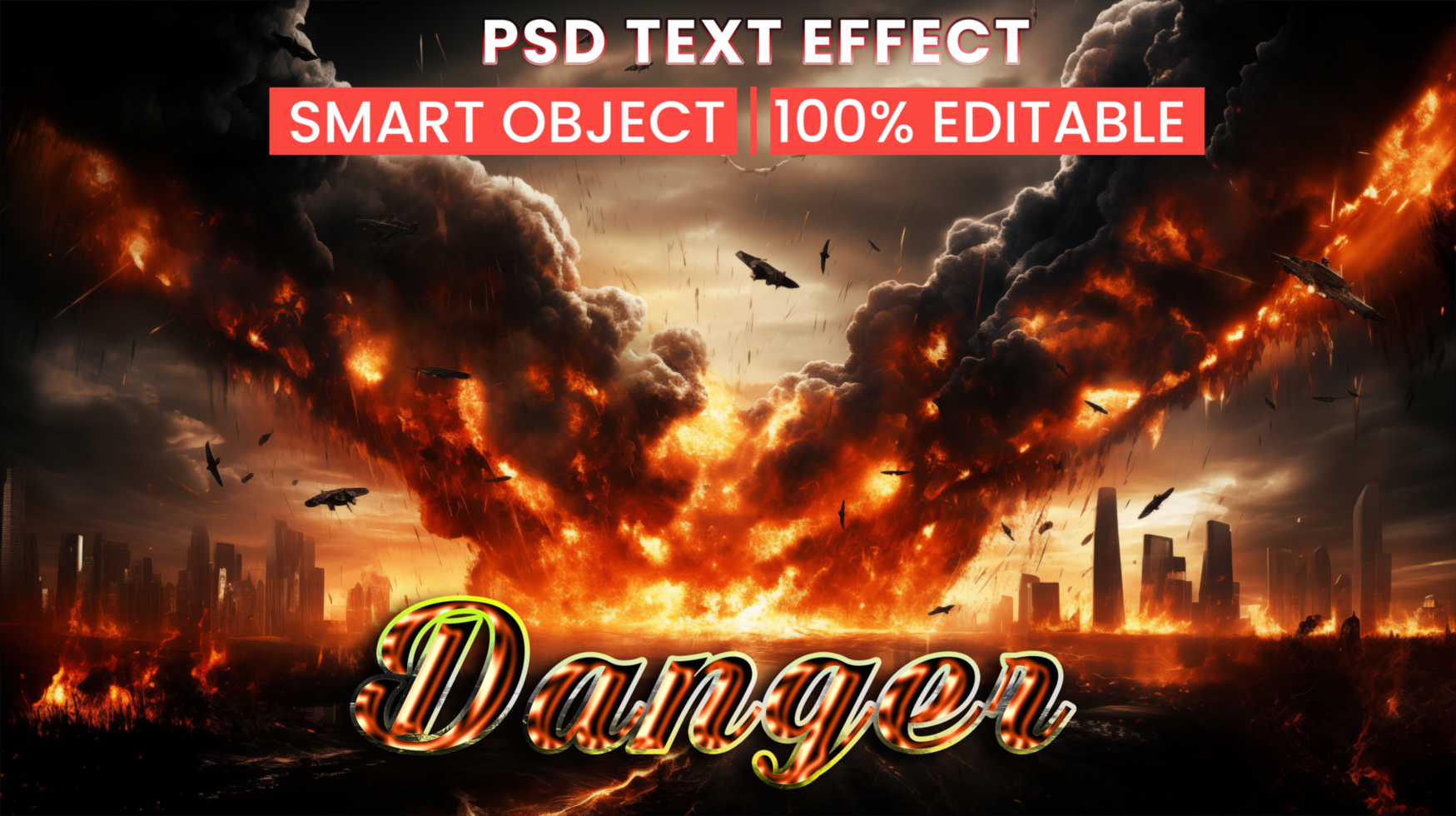 Fire service and emergency in explosion background theme with radioactive danger and smoldering explosion background theme psd