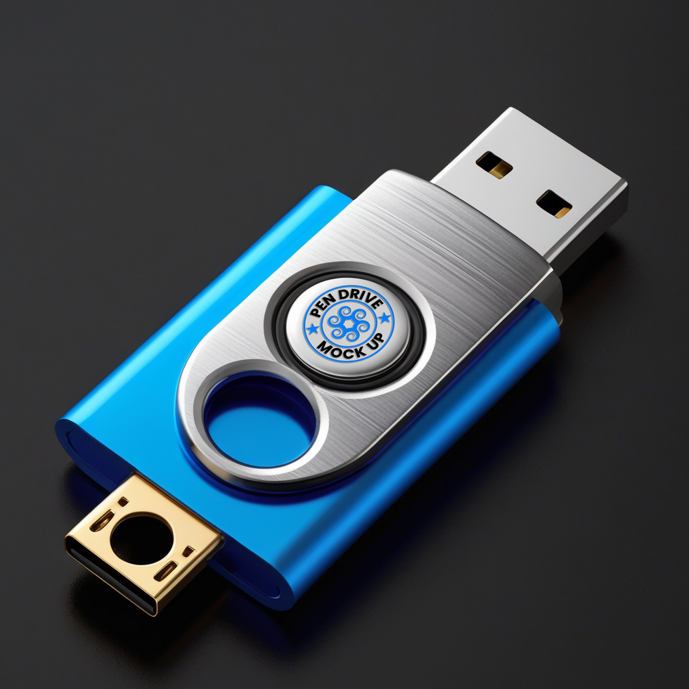 OTG ready pendrive mock up created with pen drive mock up features for gigabyte file transfer psd