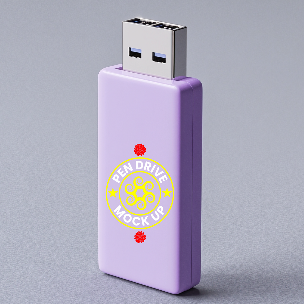 High quality pendrive mock up with photorealistic pen drive mock up layout for data branding psd