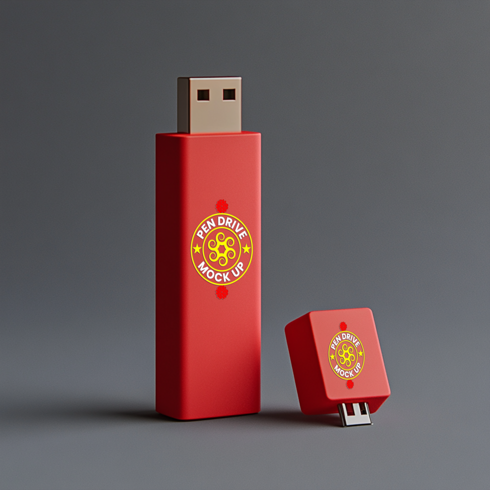 Pen drive mock up setup for personalized pen drive mock up highlighting storage and usb transfer psd