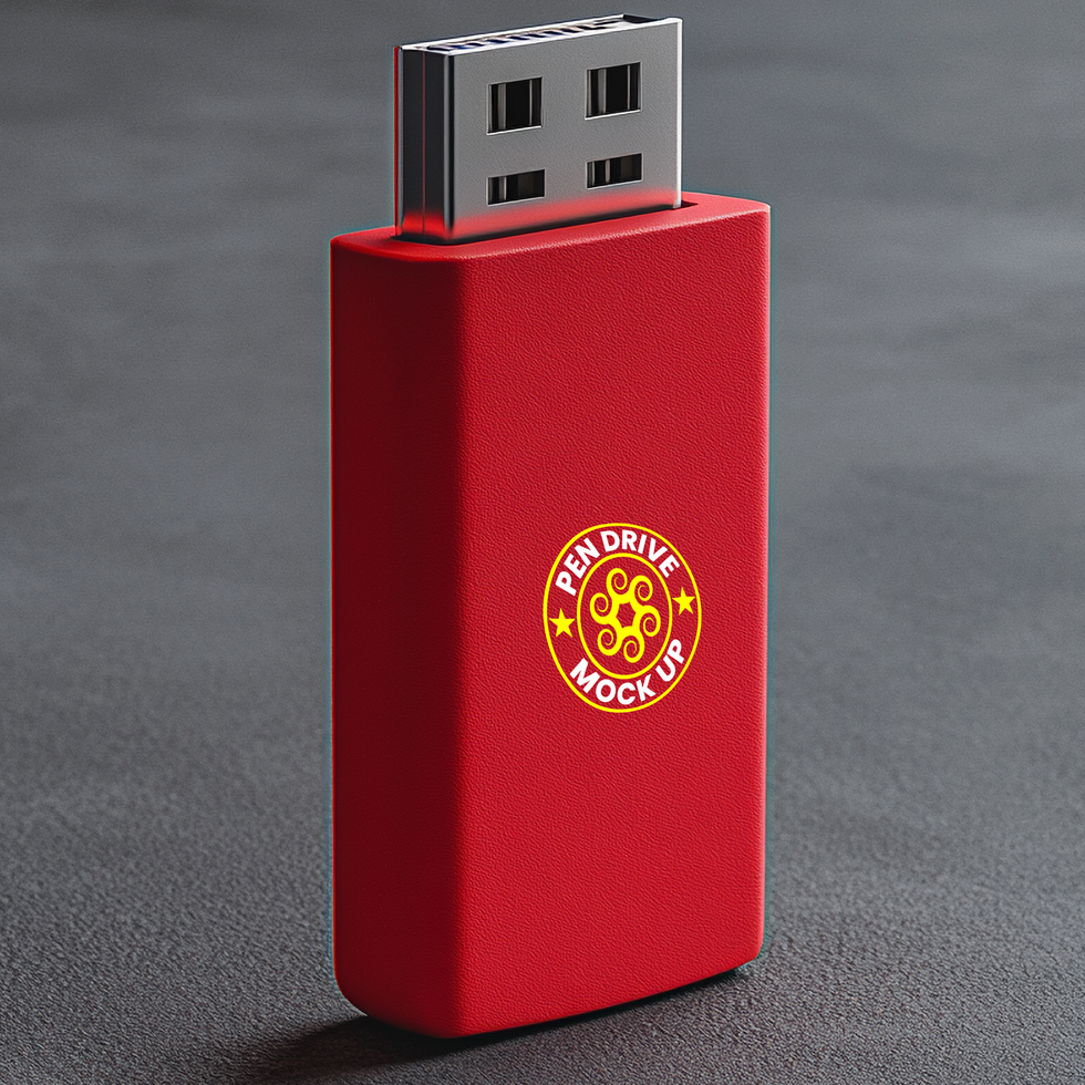 Classic pen drive mock up with portable memory card solutions in premium pen drive mock up style psd