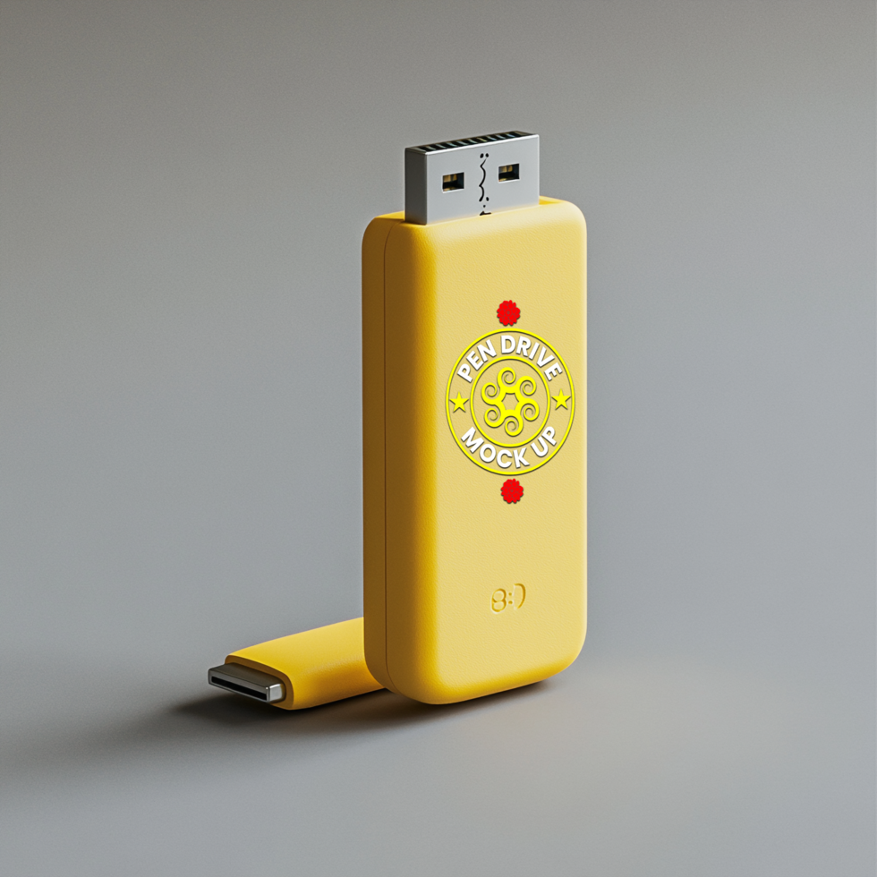 Elegant pen drive mock up offering wireless memory with innovative pen drive mock up display psd