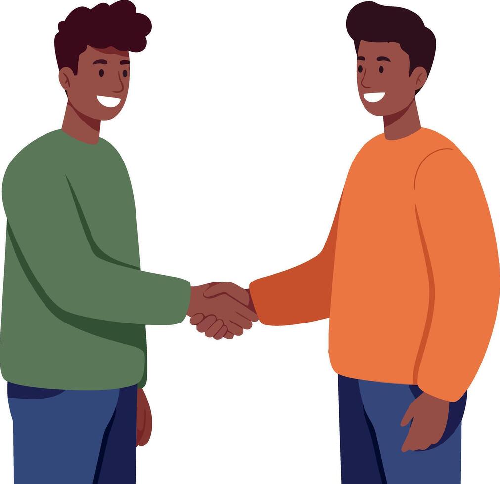 Two men shaking hands greeting and agreement illustration image vector