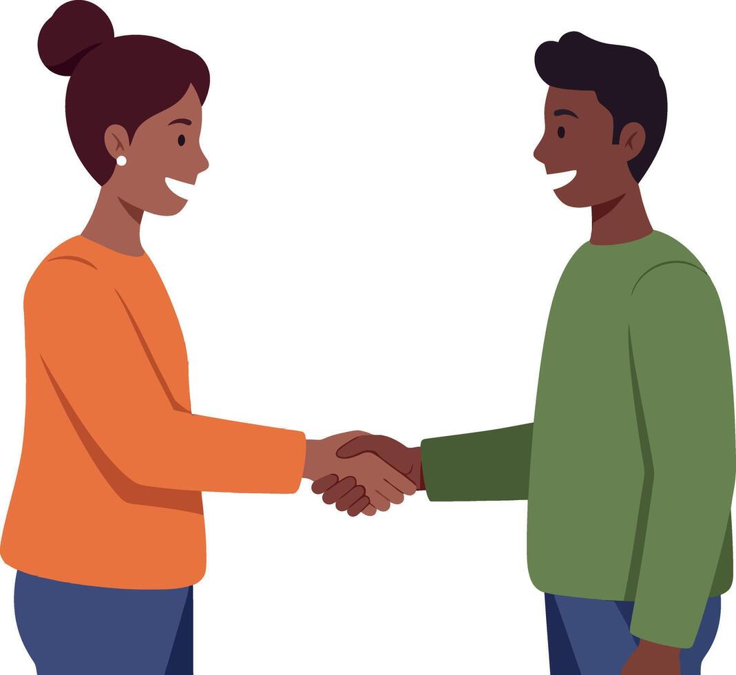 Two people shaking hands in friendly gesture illustration vector