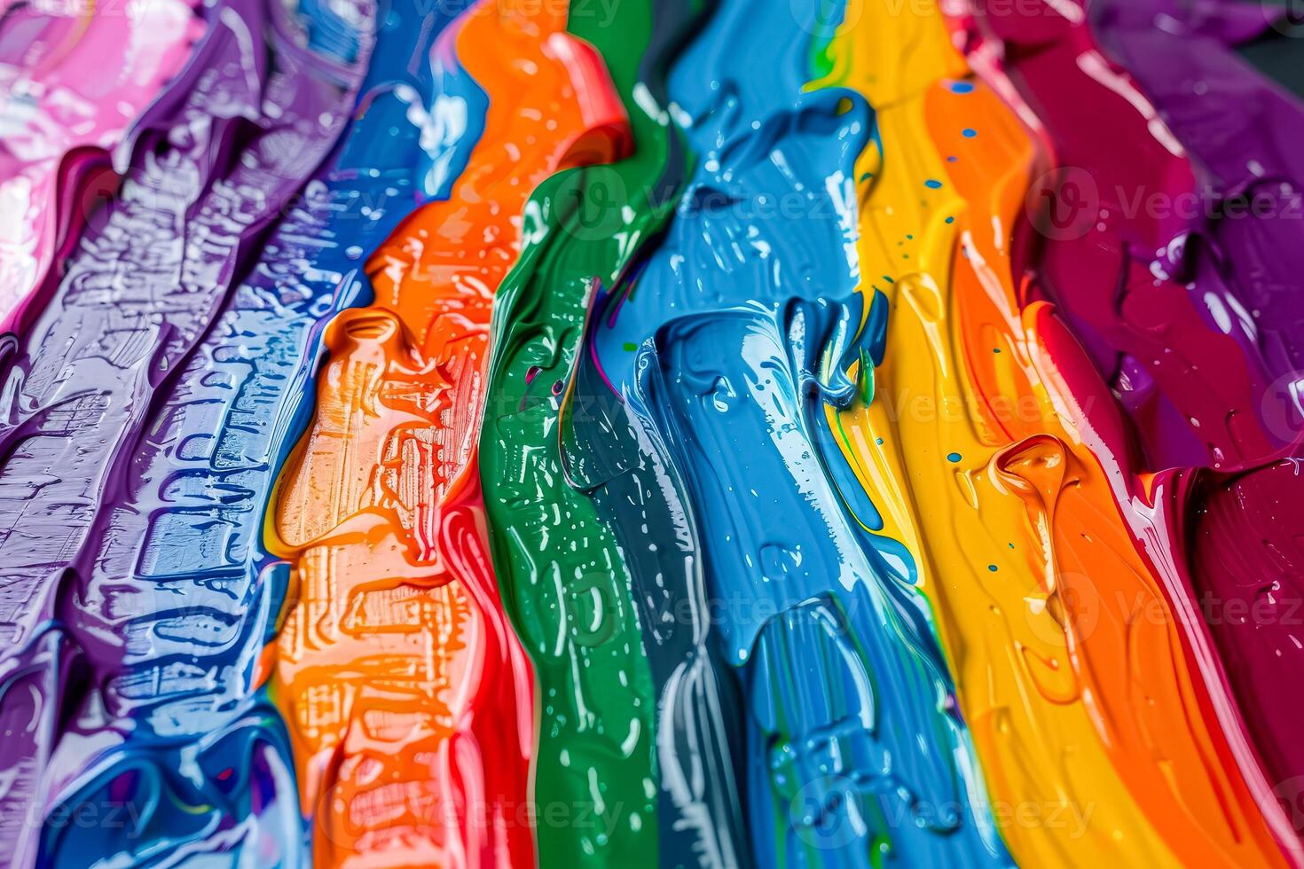 Painting of a rainbow with many different colors photo
