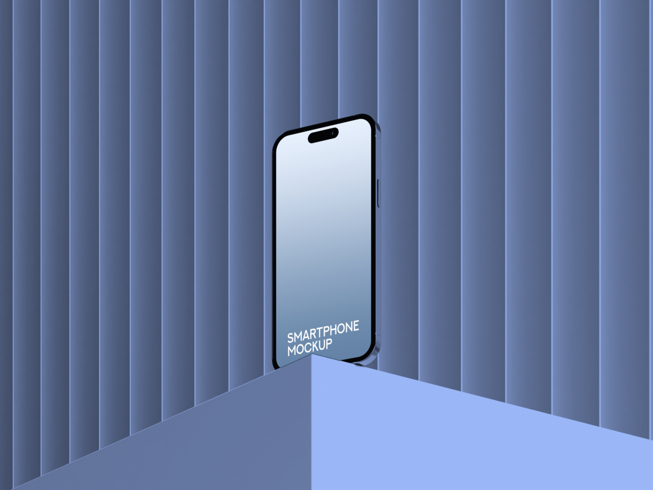 Smartphone Mockup with Minimal Blue Colored Background psd