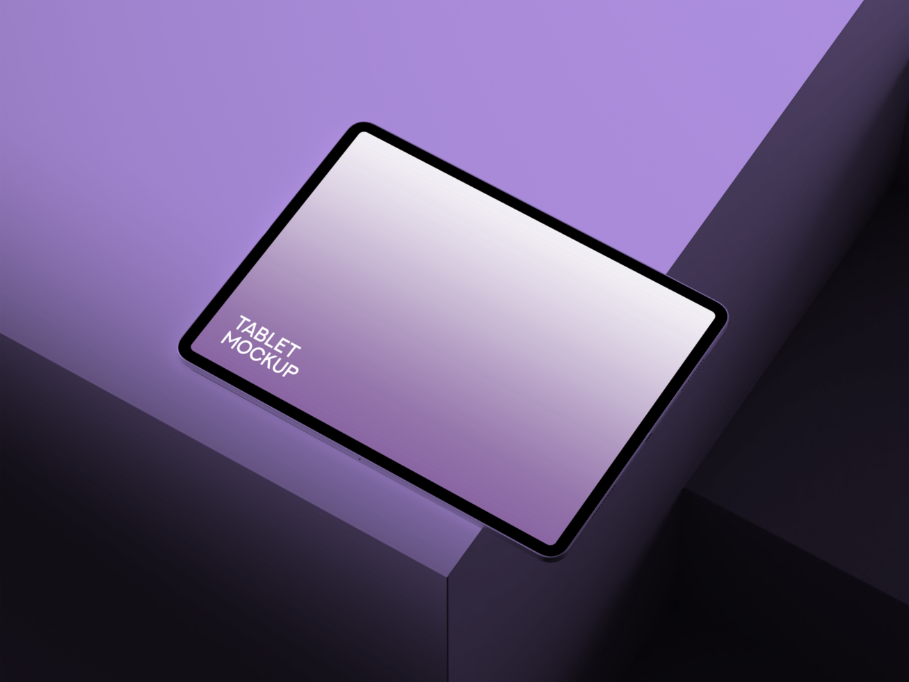 Tablet Mockup with Minimal Purple Colored Background psd