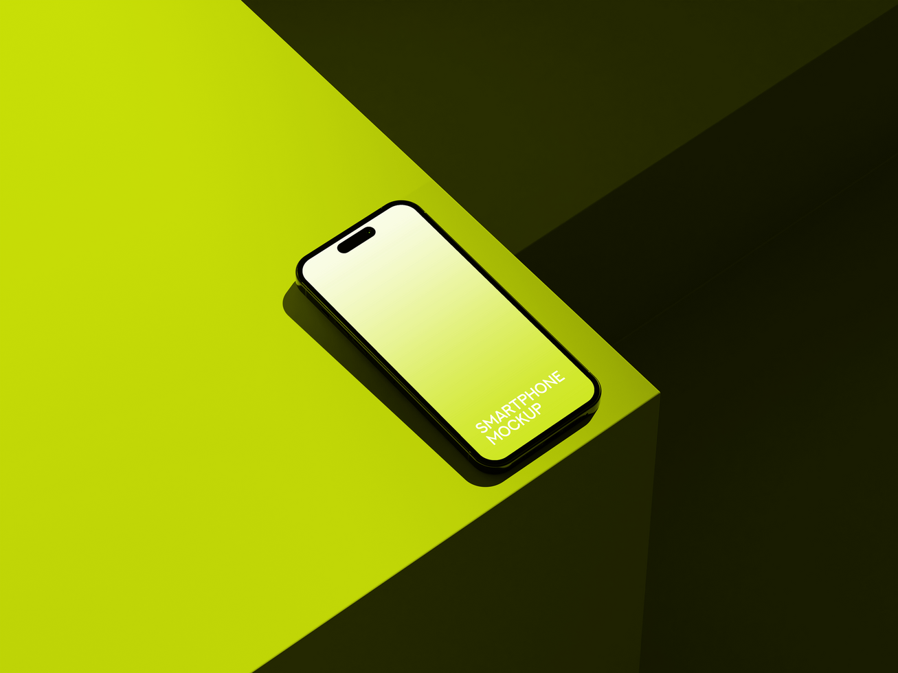 Smartphone Mockup with Minimal Green Colored Background psd