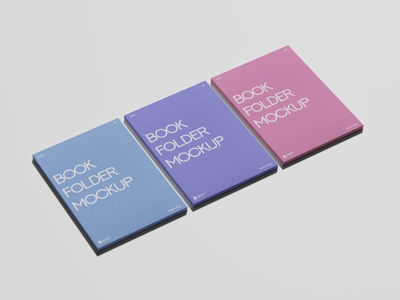 Three Book Folder Mockups Pastel Colors Design Template psd