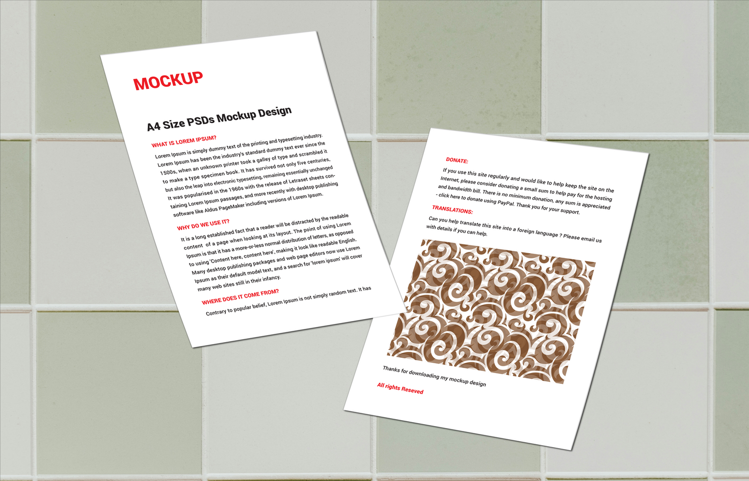 Double sided flyer sale sheet Letter Sell line sheet Menus poster pamphlet invoice Letterhead or fax covers photoshop mockup psd