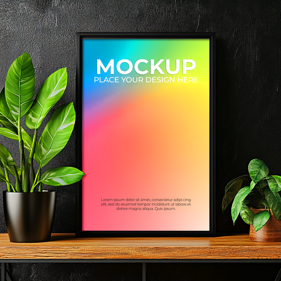 Framed Poster Scene for Home Setting psd