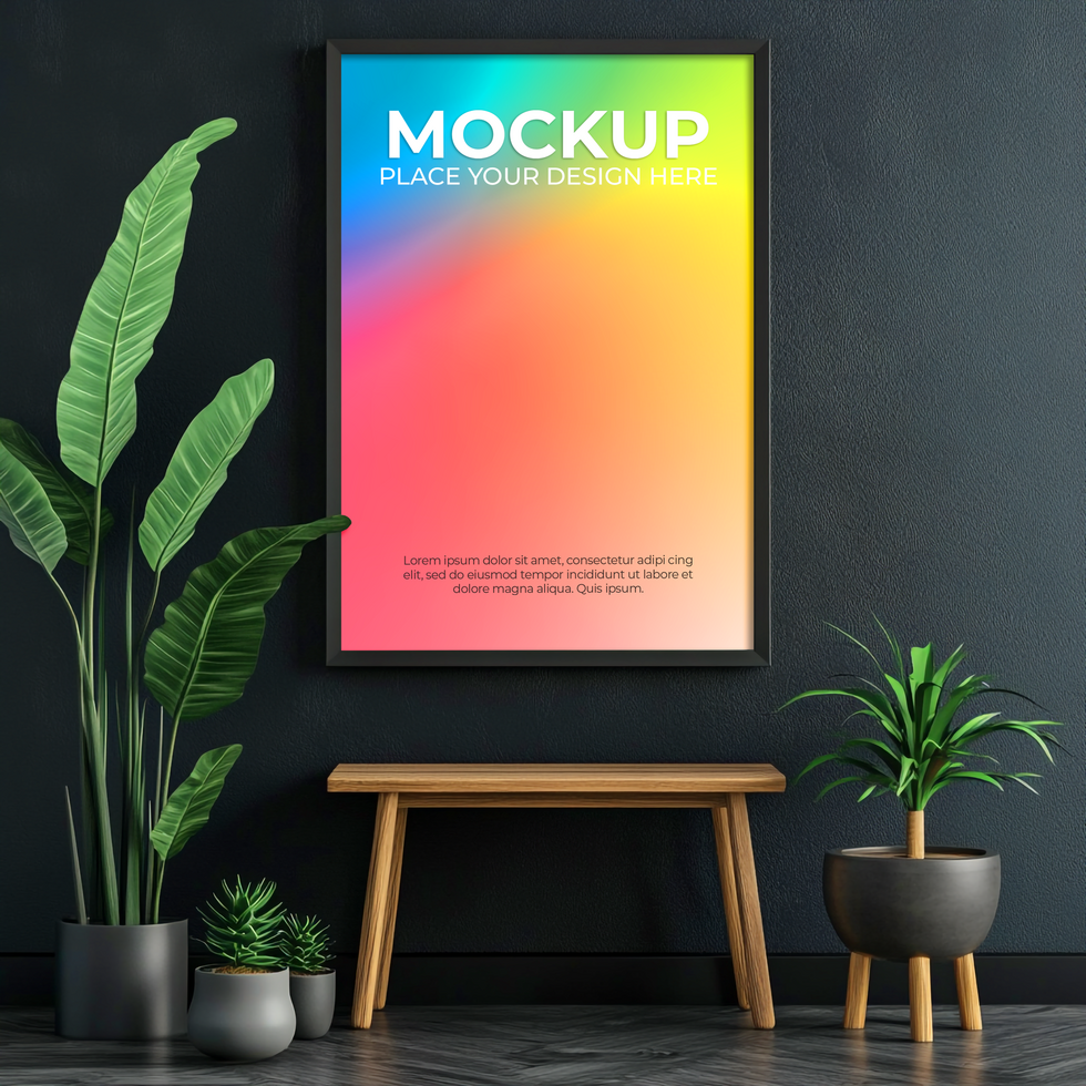 White Room with Stylish Frame Display psd