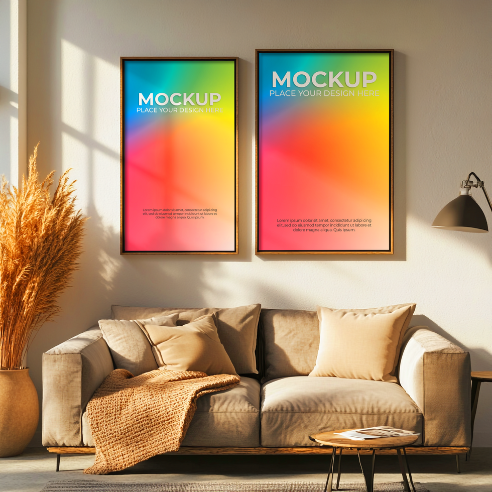 Interior Room with Framed Photo Area psd