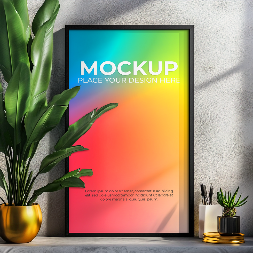 Vertical Art Frame for Home Scene psd