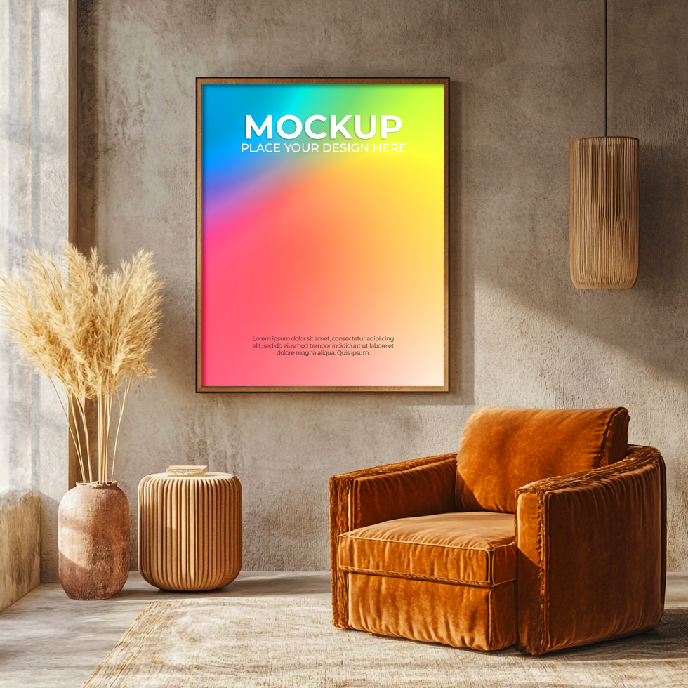 Wall Mockup with Vertical Picture Frame psd