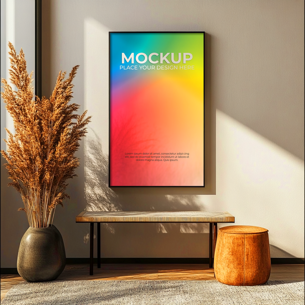 Empty Wooden Frame for Poster Design psd