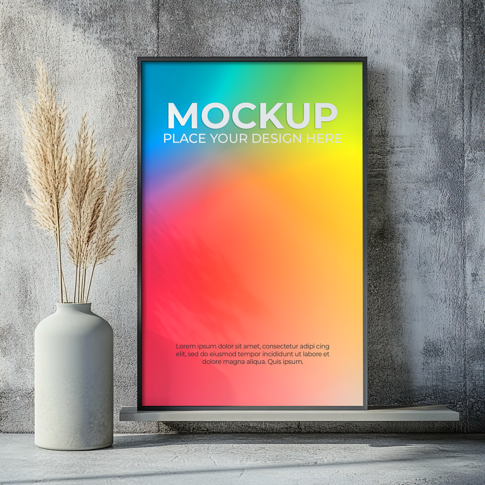Wall Mounted Blank Frame for Creatives psd