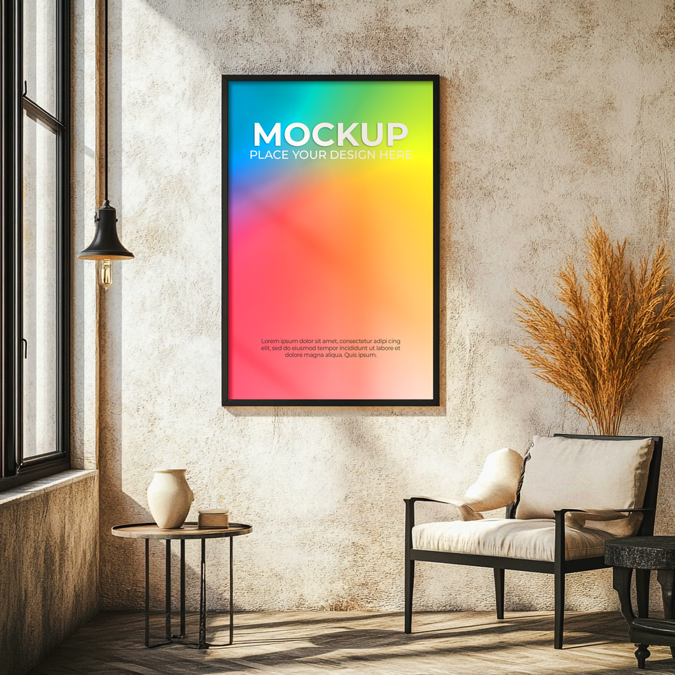 Elegant Home Office with Wall Frame psd
