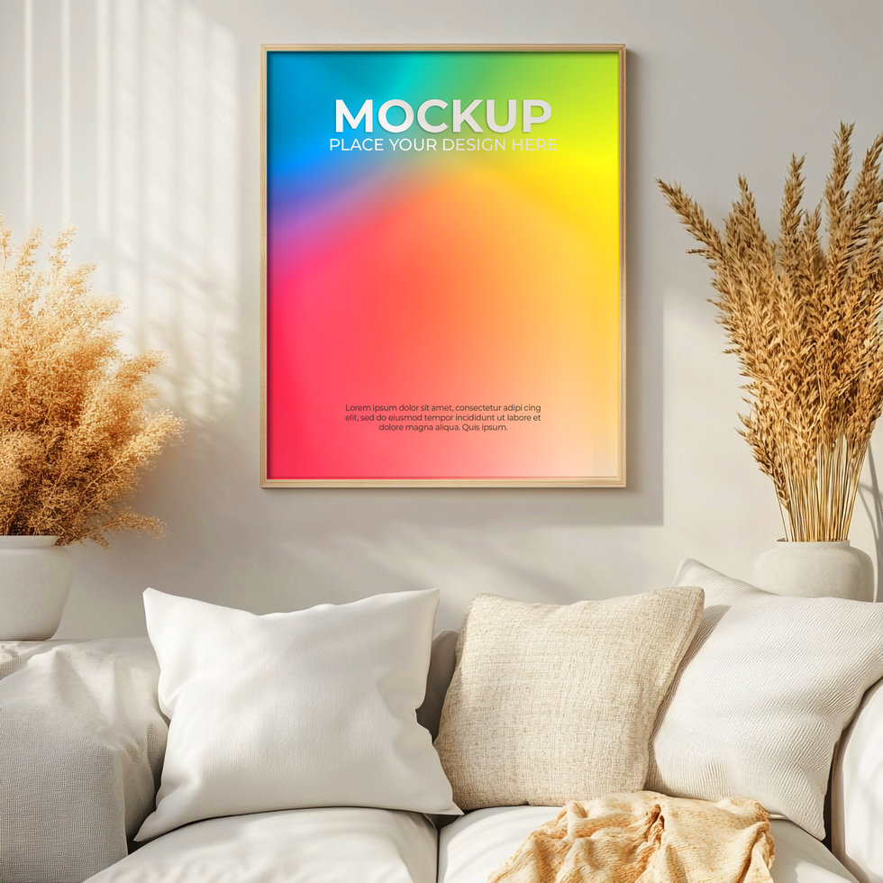 Framed Mockup for Canvas Art Presentation psd