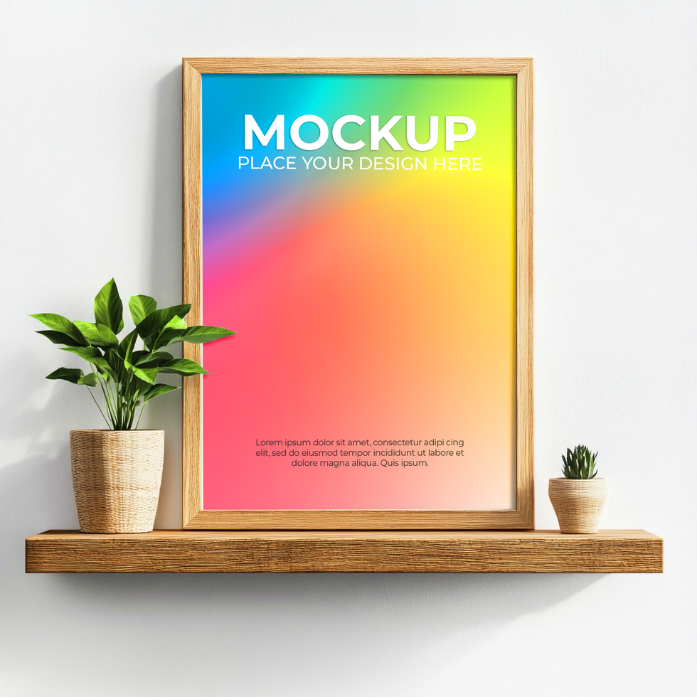 Living Room Wall with Frame Mockup psd