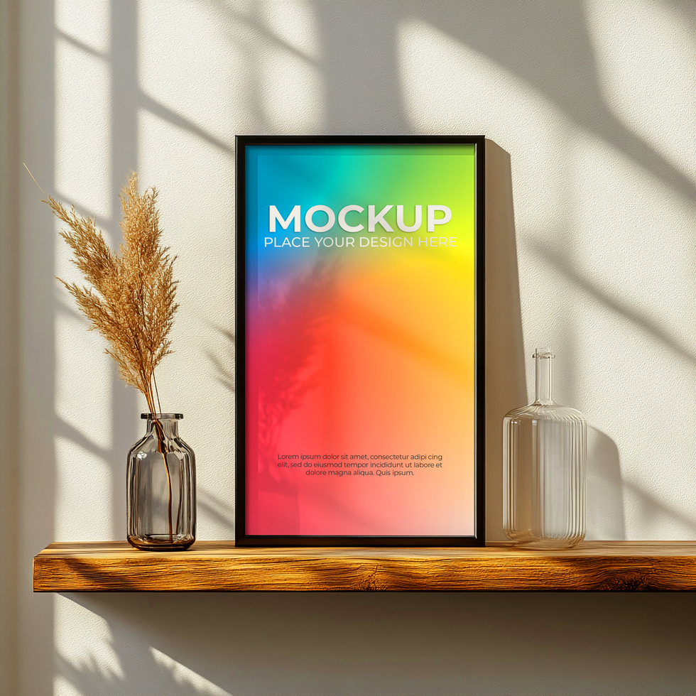 Artistic Wall Scene with Mockup Frame psd