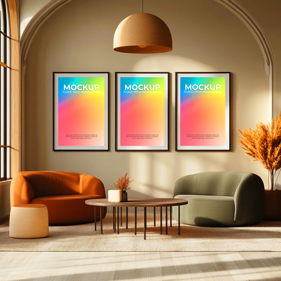 Vertical Frame Mockup in Cozy Room psd