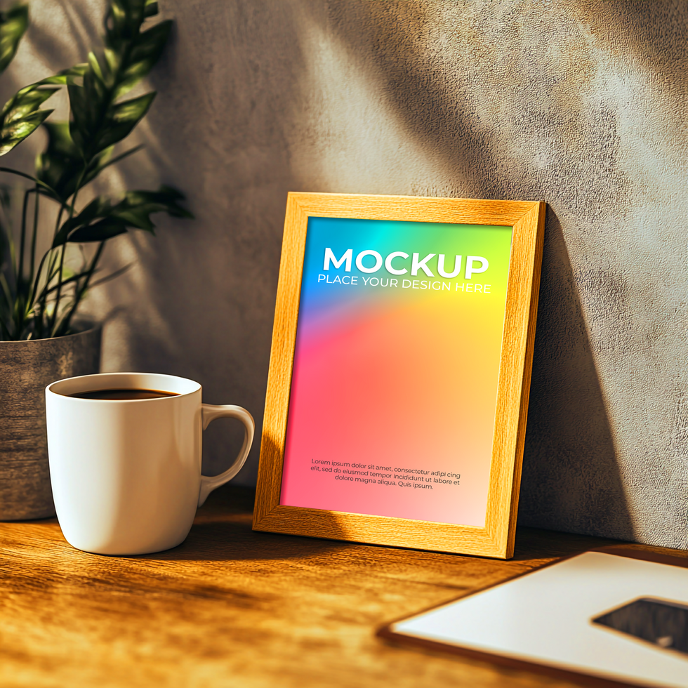 Gallery Wall Mockup with Blank Frame psd