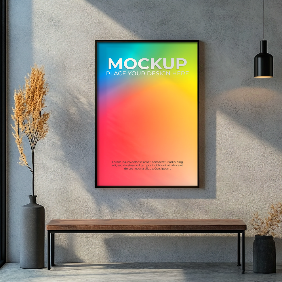 Frame Setup on Neutral Wall for Designers psd