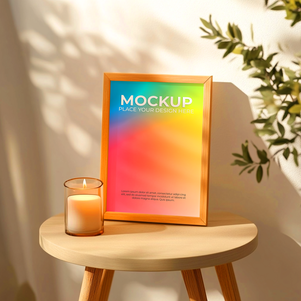 Frame Mockup in Interior with Warm Light psd