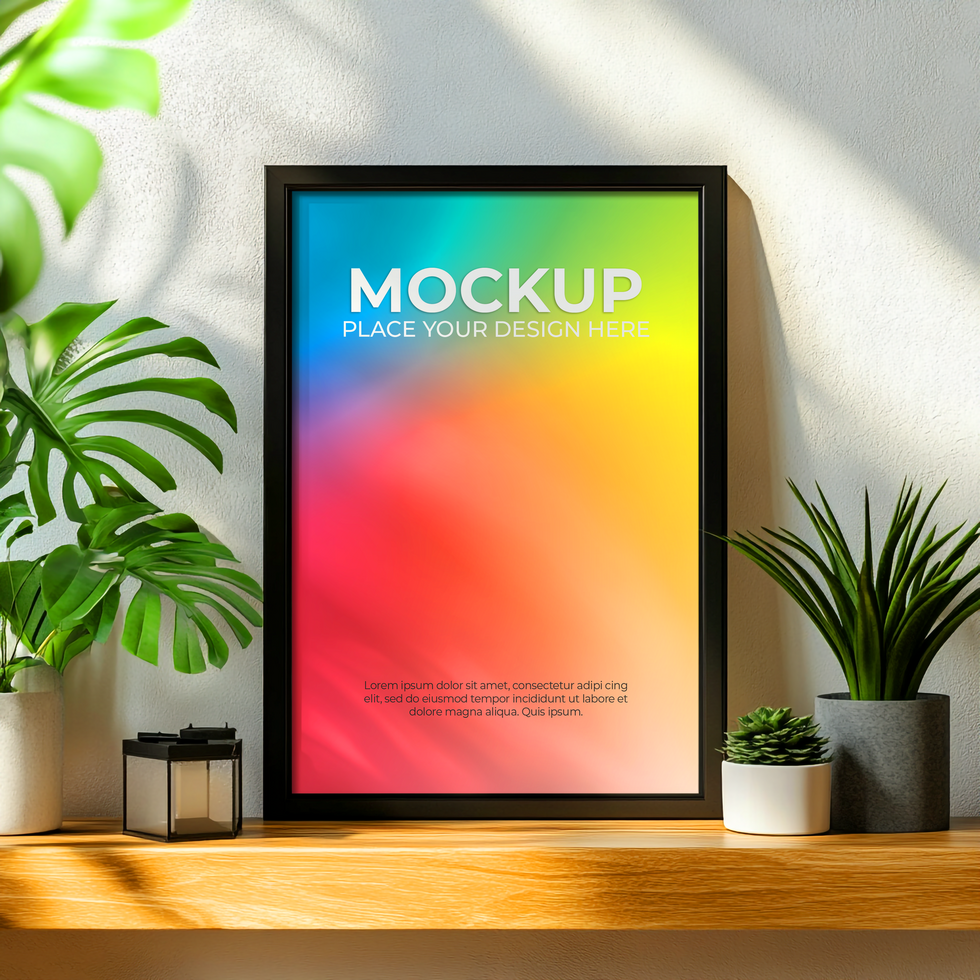Home Wall Mockup with Picture Frame psd