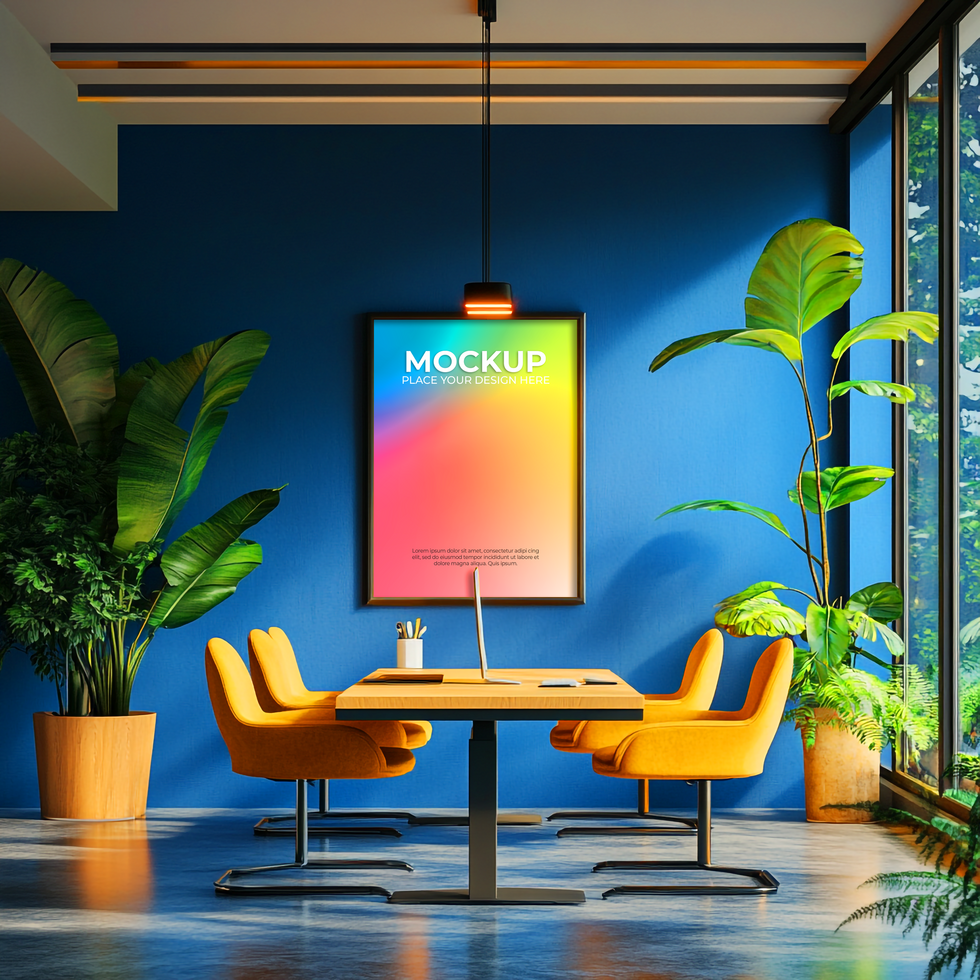 Realistic Interior with Blank Frame Scene psd