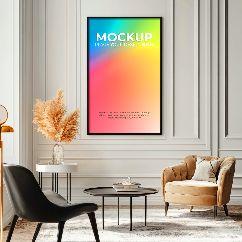 Home Space with Framed Wall Mockup psd