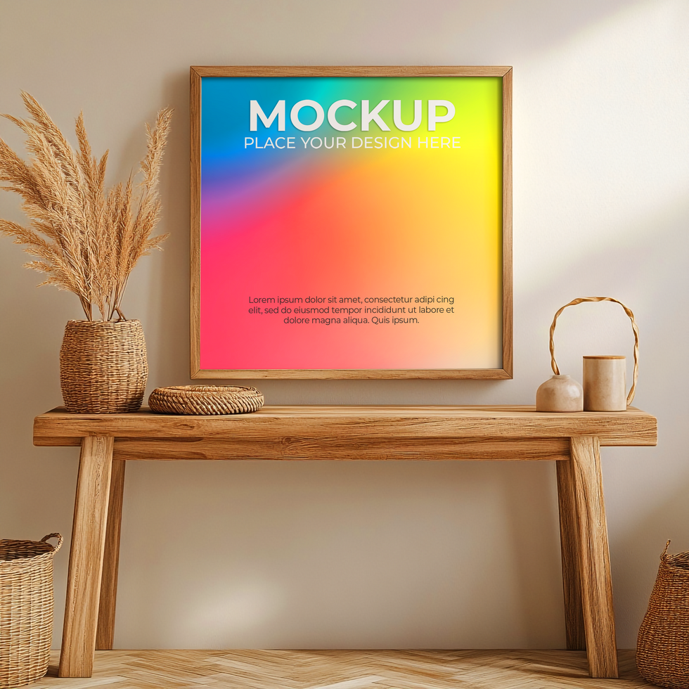 Calm Toned Frame on Accent Wall psd