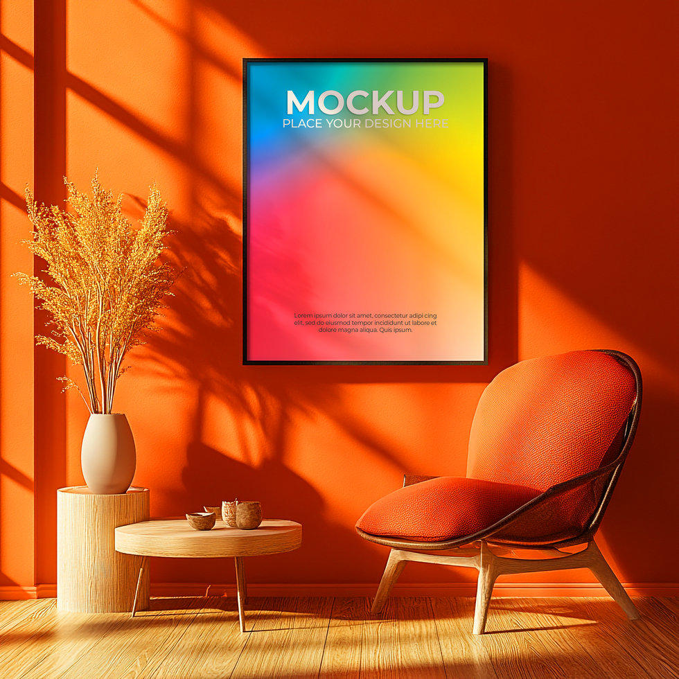 Calm Vibes Living Room with Frame Design psd