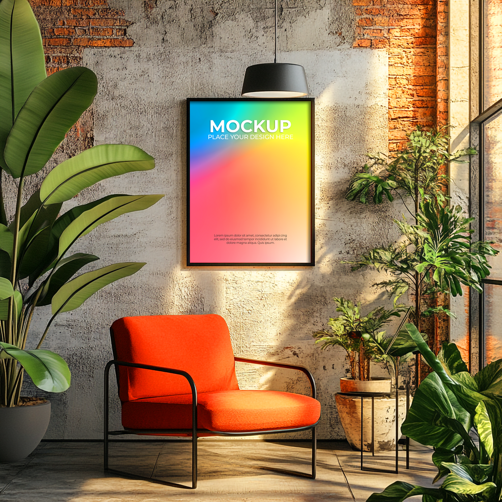 Minimal Scene with Framed Canvas Spot psd