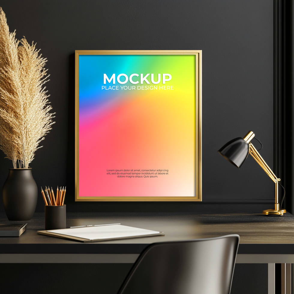Poster Frame in Room with Soft Lighting psd