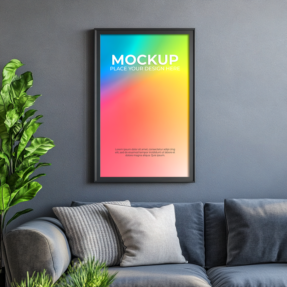 Artistic Room Display with Wall Frame psd