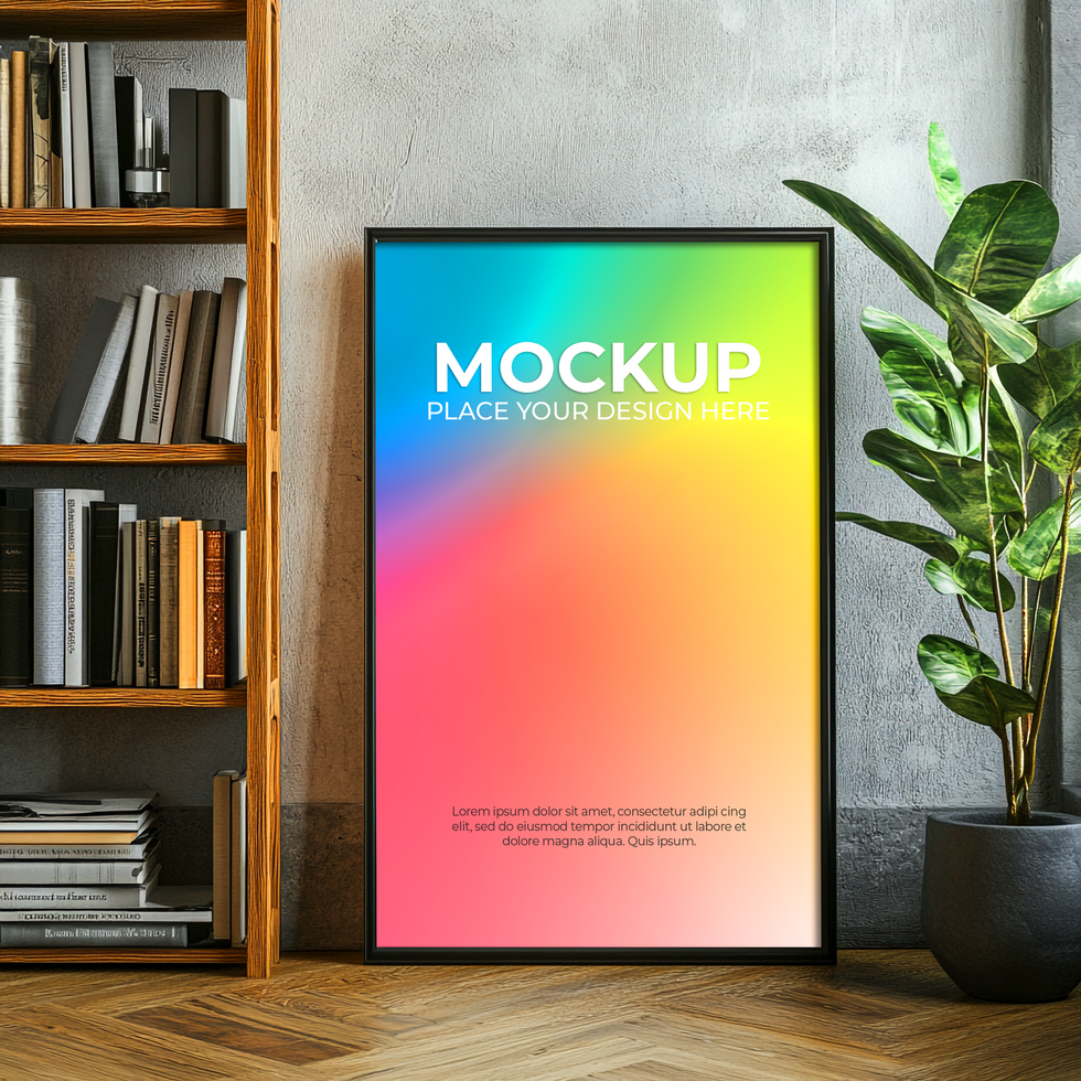 White Frame Mockup in Artistic Space psd