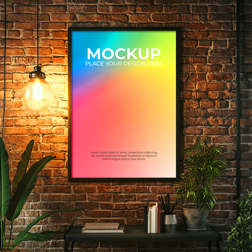 Neutral Room Decor with Frame Focus psd