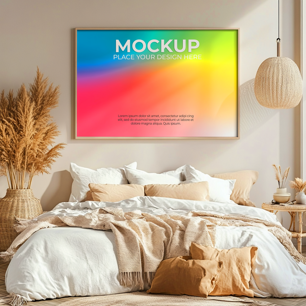 Blank Picture Frame on Wall for Branding psd