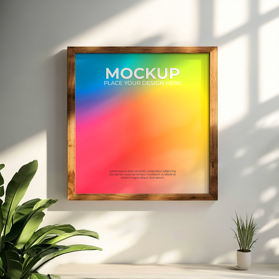 Vertical Wall Frame for Interior Scene psd