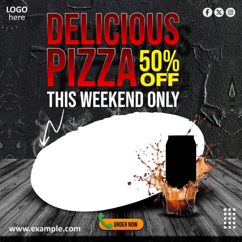 Square Ad Delicious Pizza 50 Off This Weekend Only psd