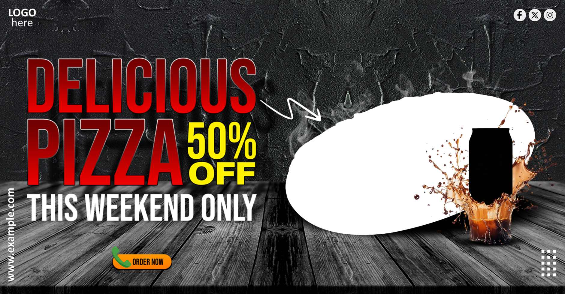 Long Ad Delicious Pizza 50 Off This Weekend Only psd