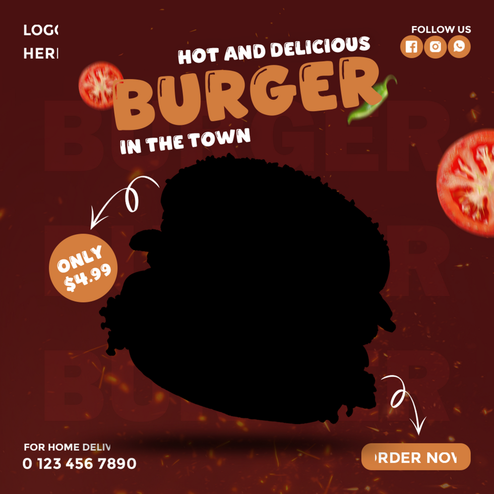 Hot and Delicious Burger for Home Delivery - Order Now psd