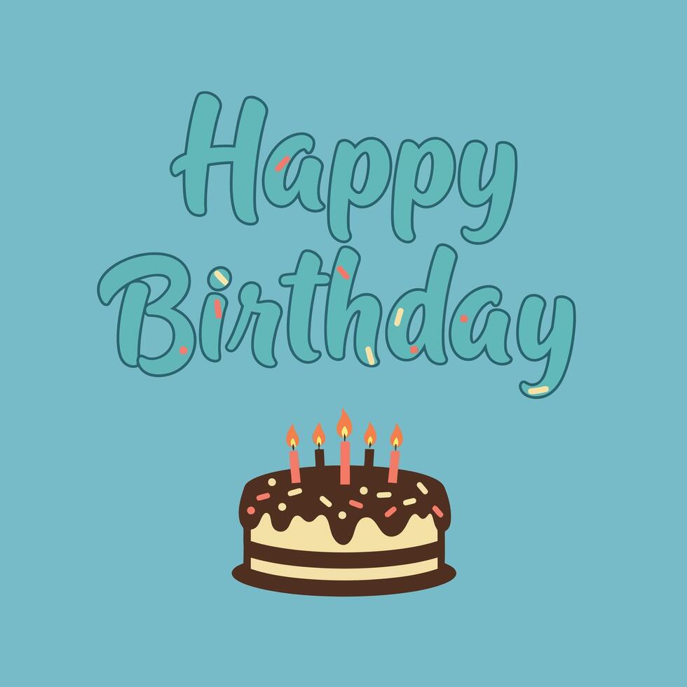 Happy birthday greeting with cake and candles for birthday celebration occasion illustration vector